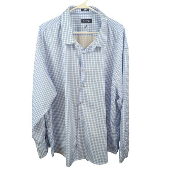 Nautica Men's 3XL Button-Down Shirt Wrinkle-Resistant Classic Fit Gingham - Picture 1 of 7